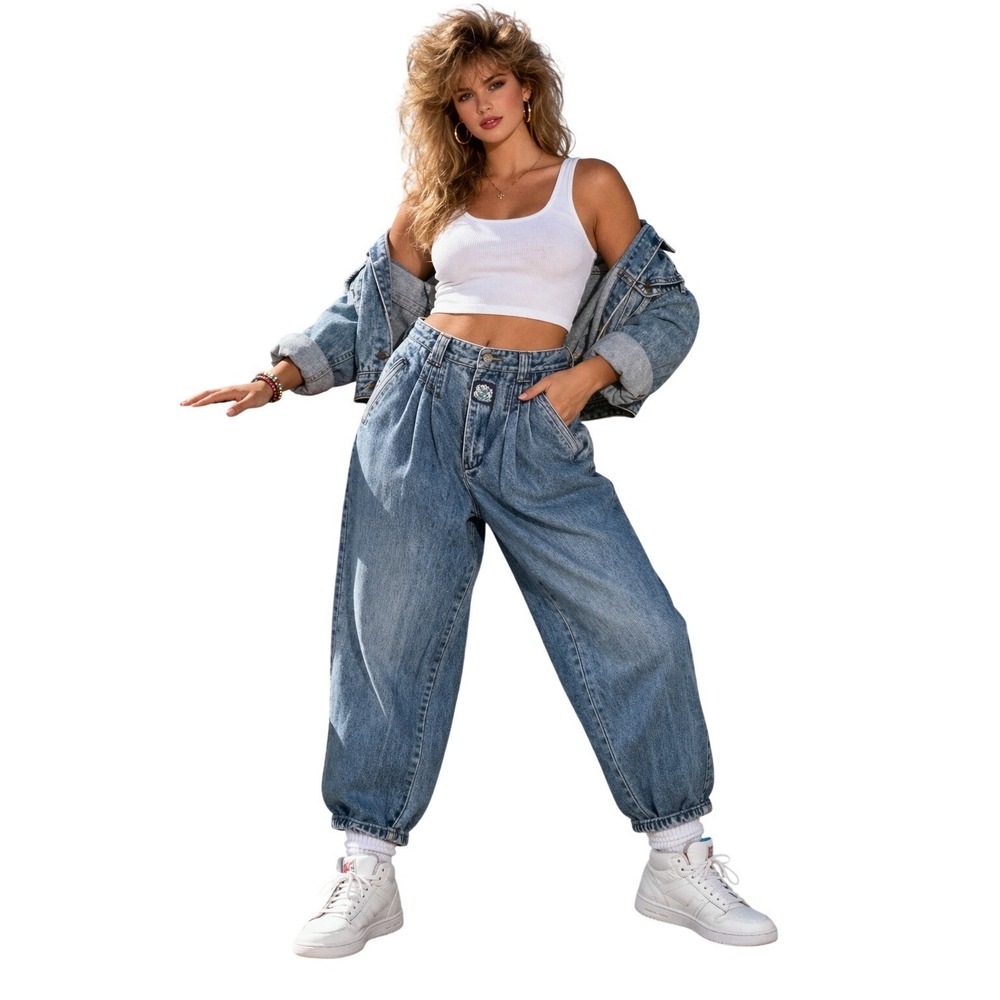 80s Sergio‎ Valente High Waisted Pleated Tapered Jeans Blue Medium Wash 80s